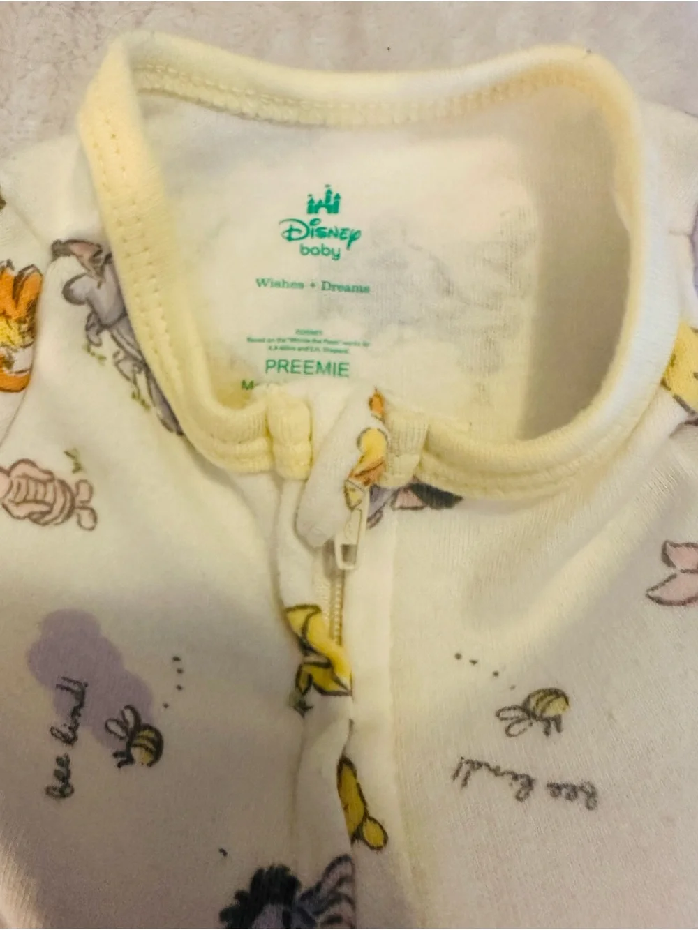 Disney Yellow Winnie the Pooh Footed One-Piece